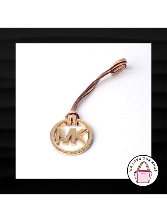 Michael Kors Accessories - MICHAEL KORS GOLD BRASS TAN LEATHER LOOP STRAP FOB BAG CHARM KEYCHAIN HANG TAG